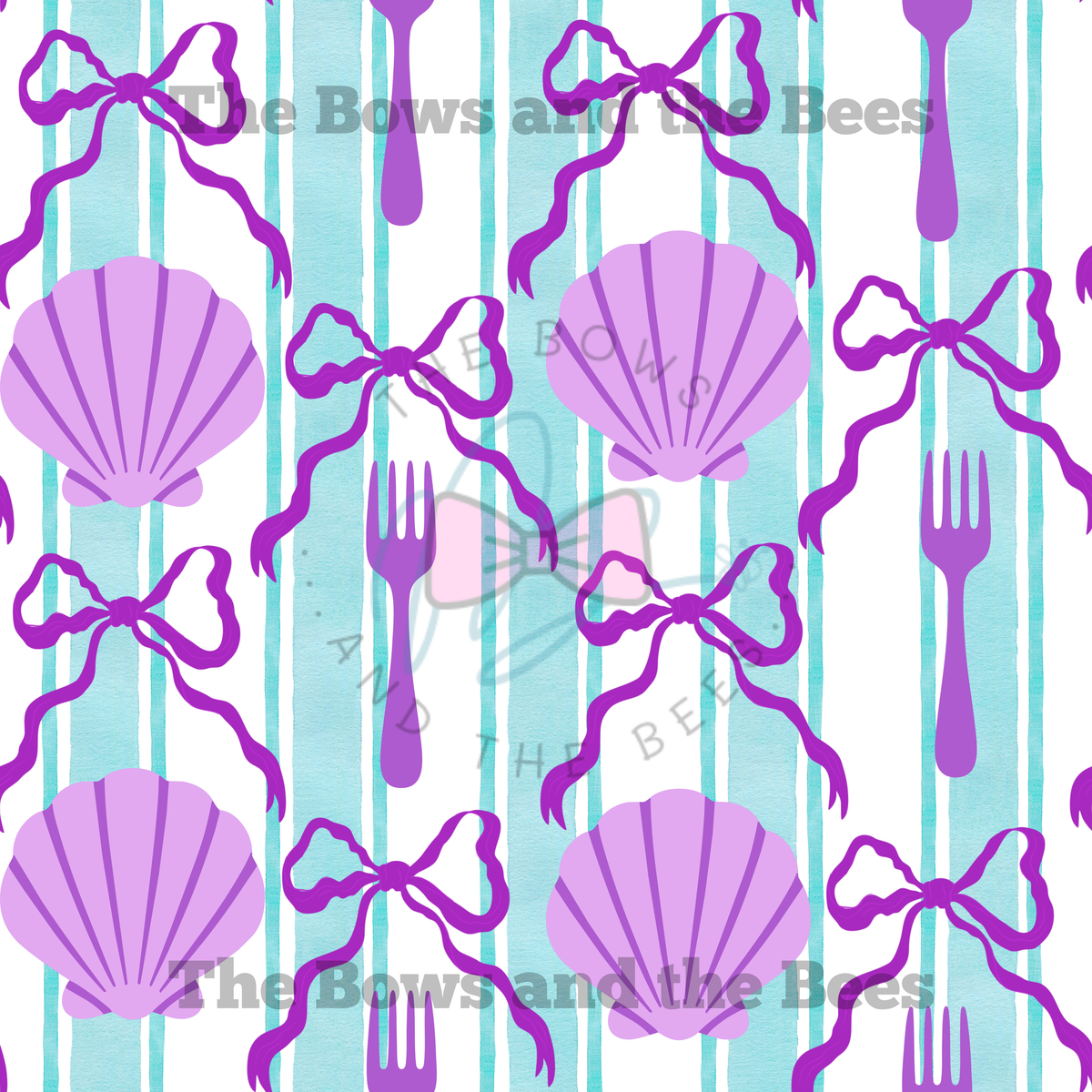 Under the Sea Shells | Striped Beach Seamless Pattern