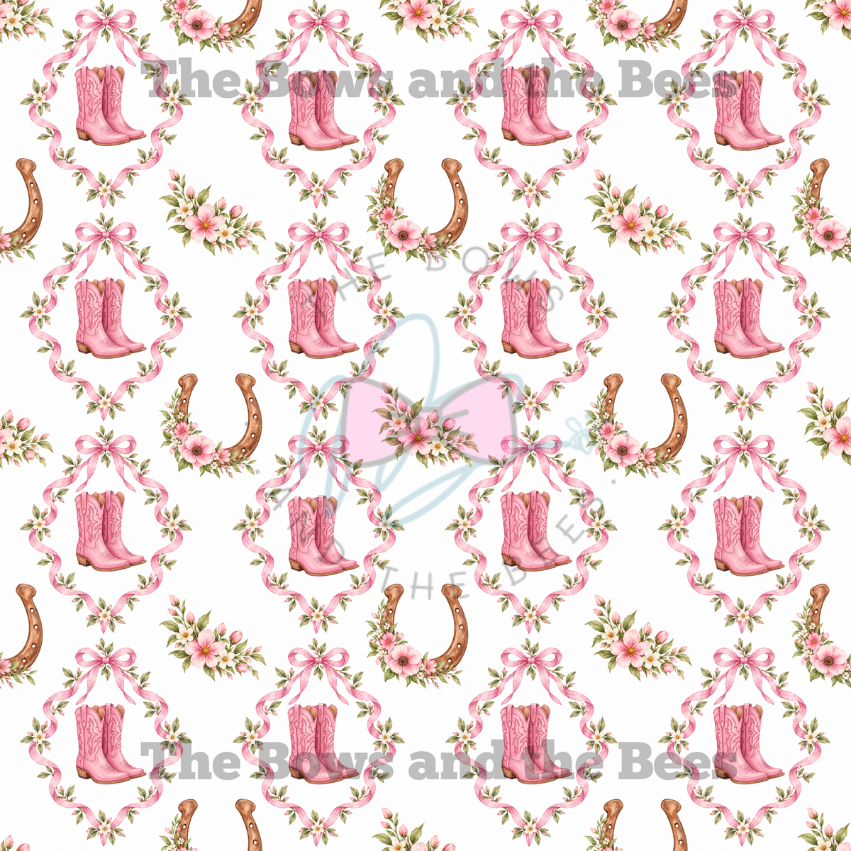 Boot Scootin’ Sweetheart | Coquette Cowgirl Seamless Pattern