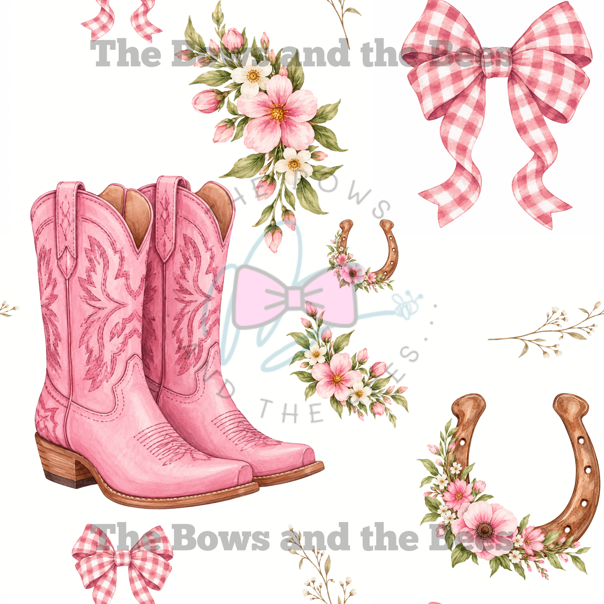 Country Sweetheart | Coquette Cowgirl Boot Seamless Pattern