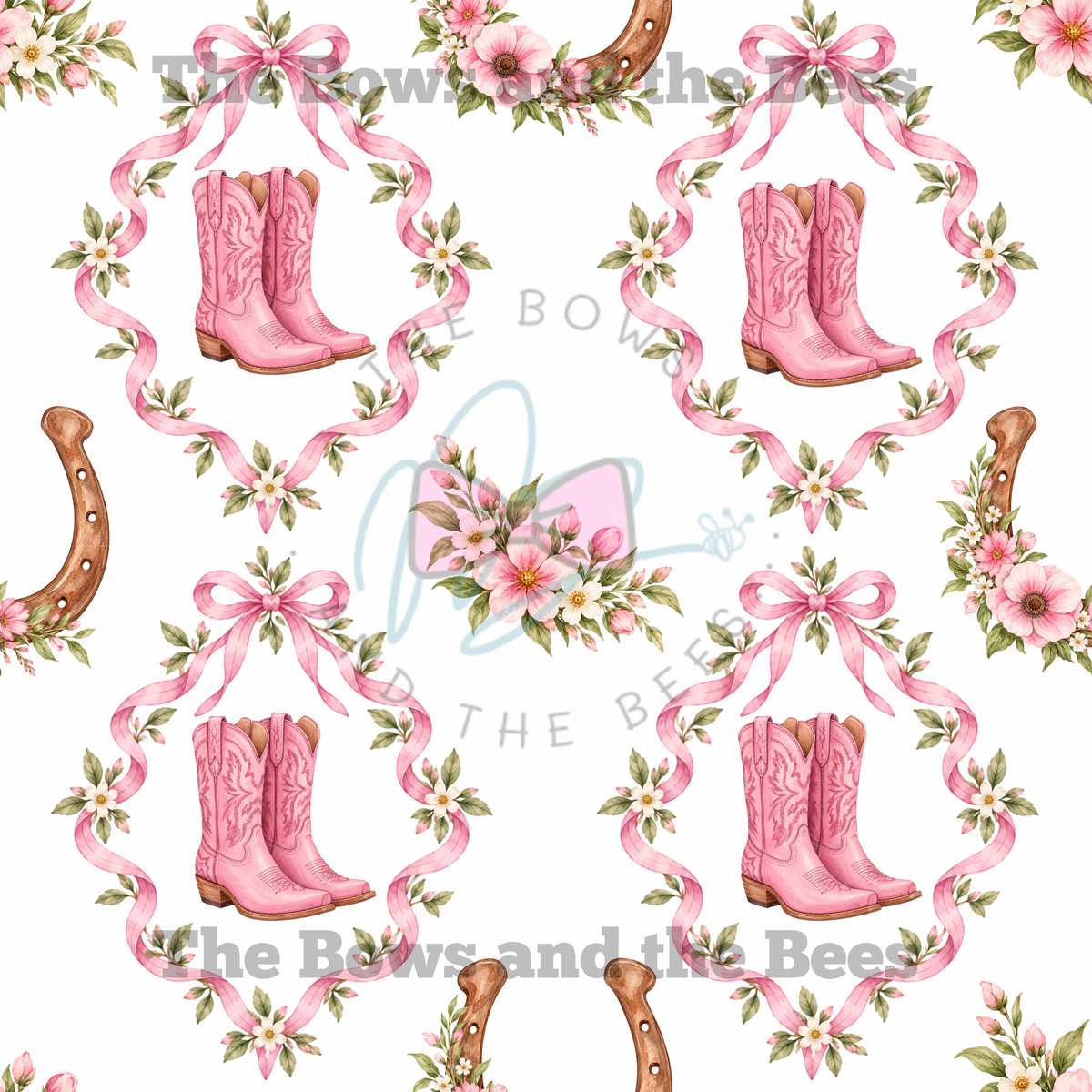 Boot Scootin’ Sweetheart | Coquette Cowgirl Seamless Pattern