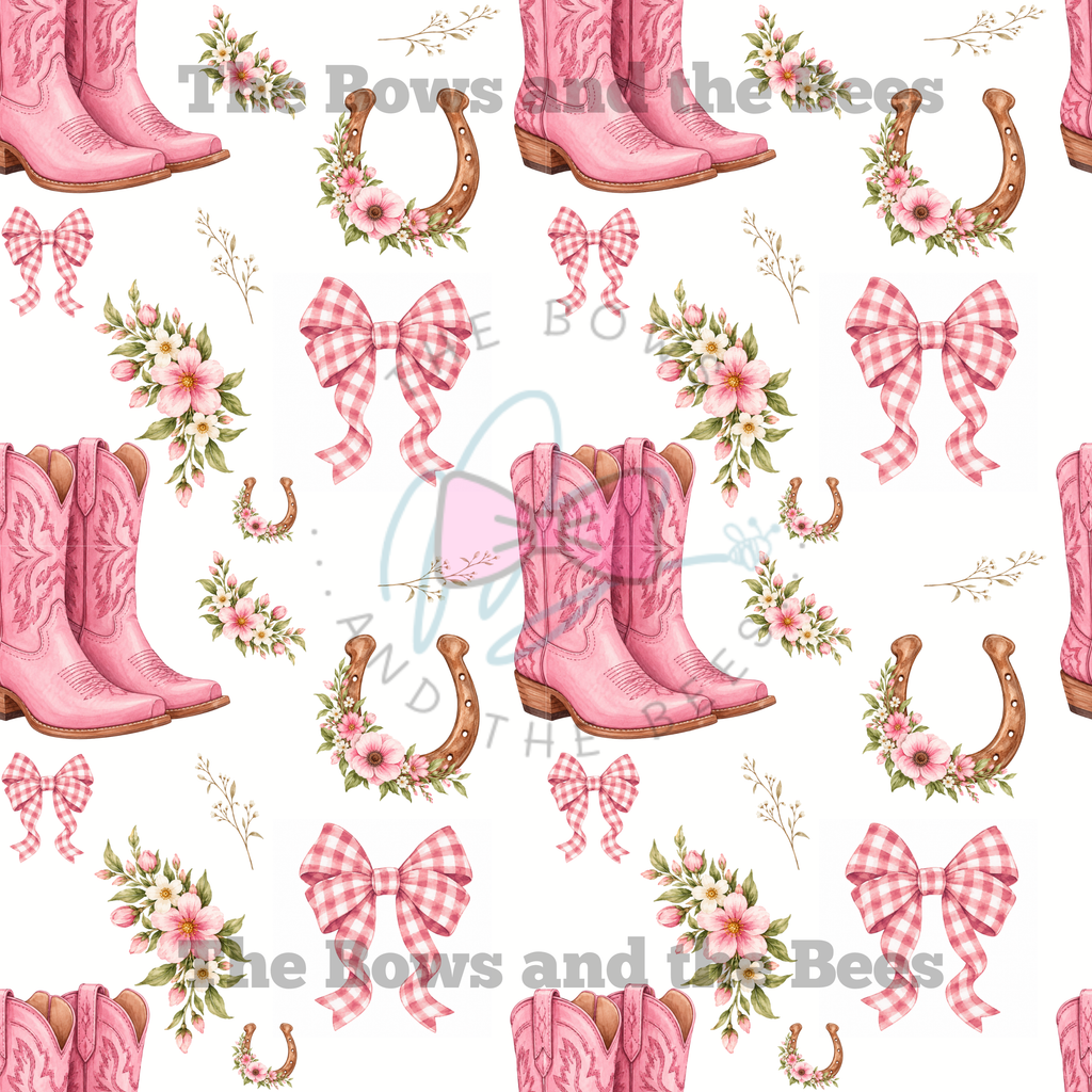 Country Sweetheart | Coquette Cowgirl Boot Seamless Pattern
