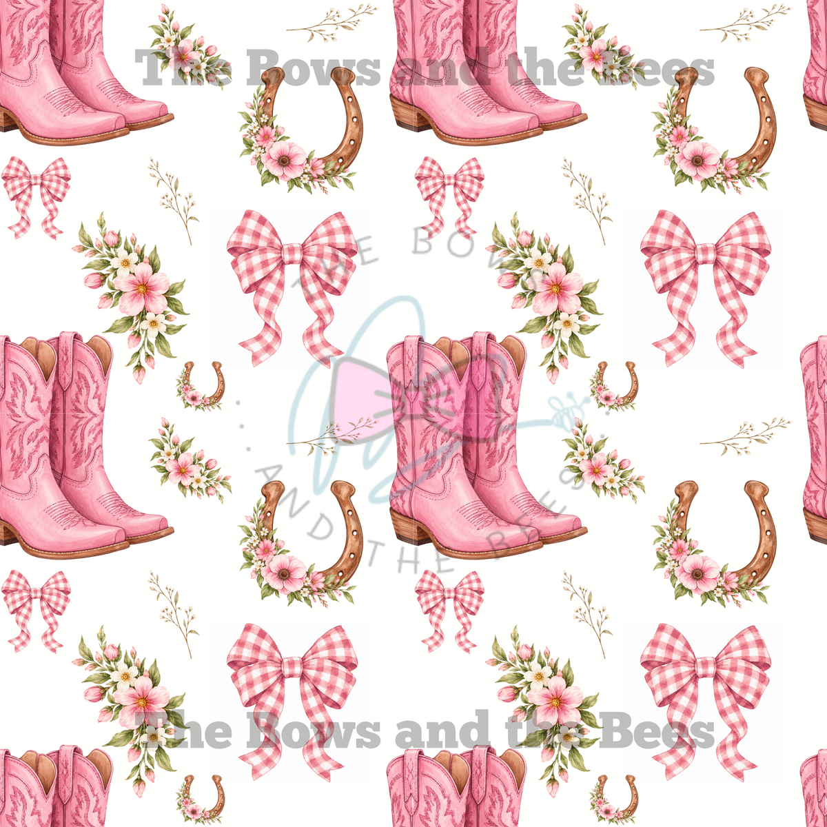 Country Sweetheart | Coquette Cowgirl Boot Seamless Pattern