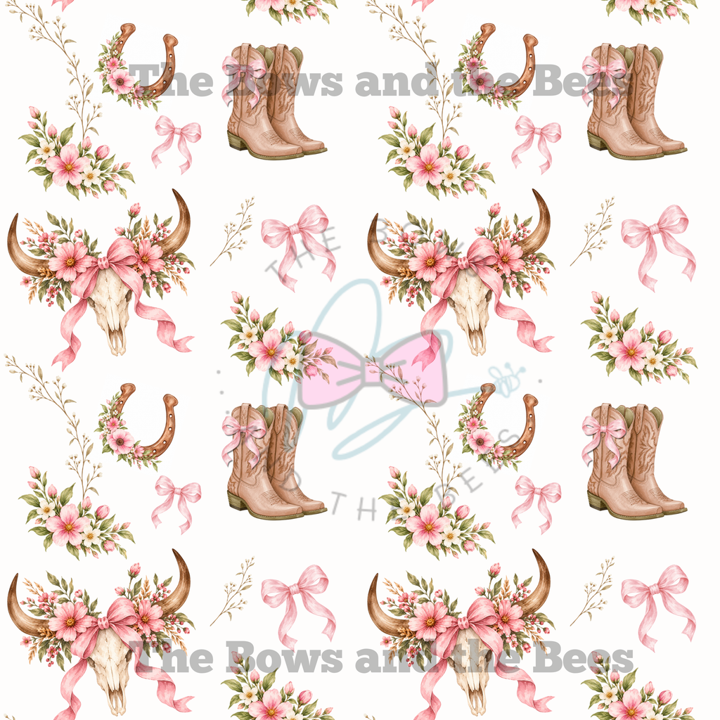 Romantic Country Daydream | Cowgirl Boot Seamless Pattern