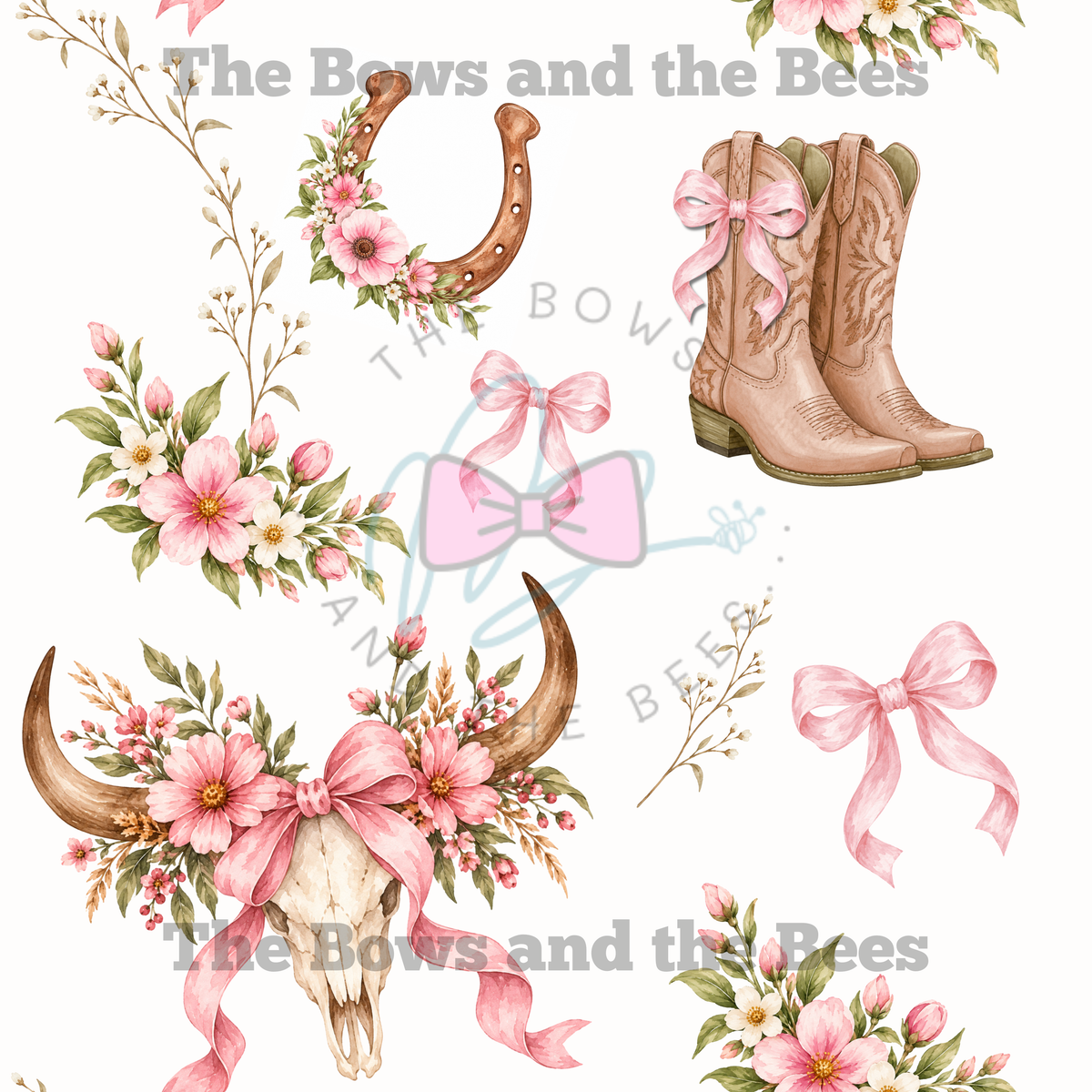 Romantic Country Daydream | Cowgirl Boot Seamless Pattern