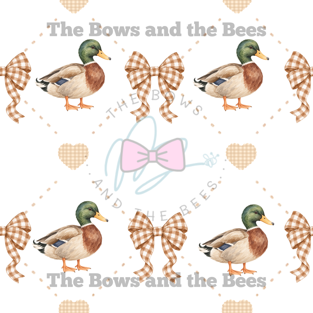 Gingham Country Mallard Ducks | Seamless Pattern