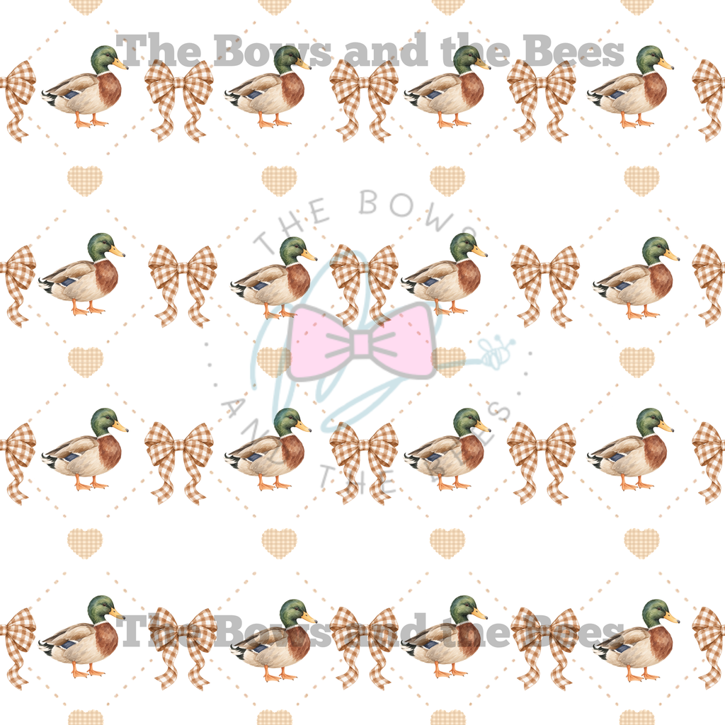 Gingham Country Mallard Ducks | Seamless Pattern