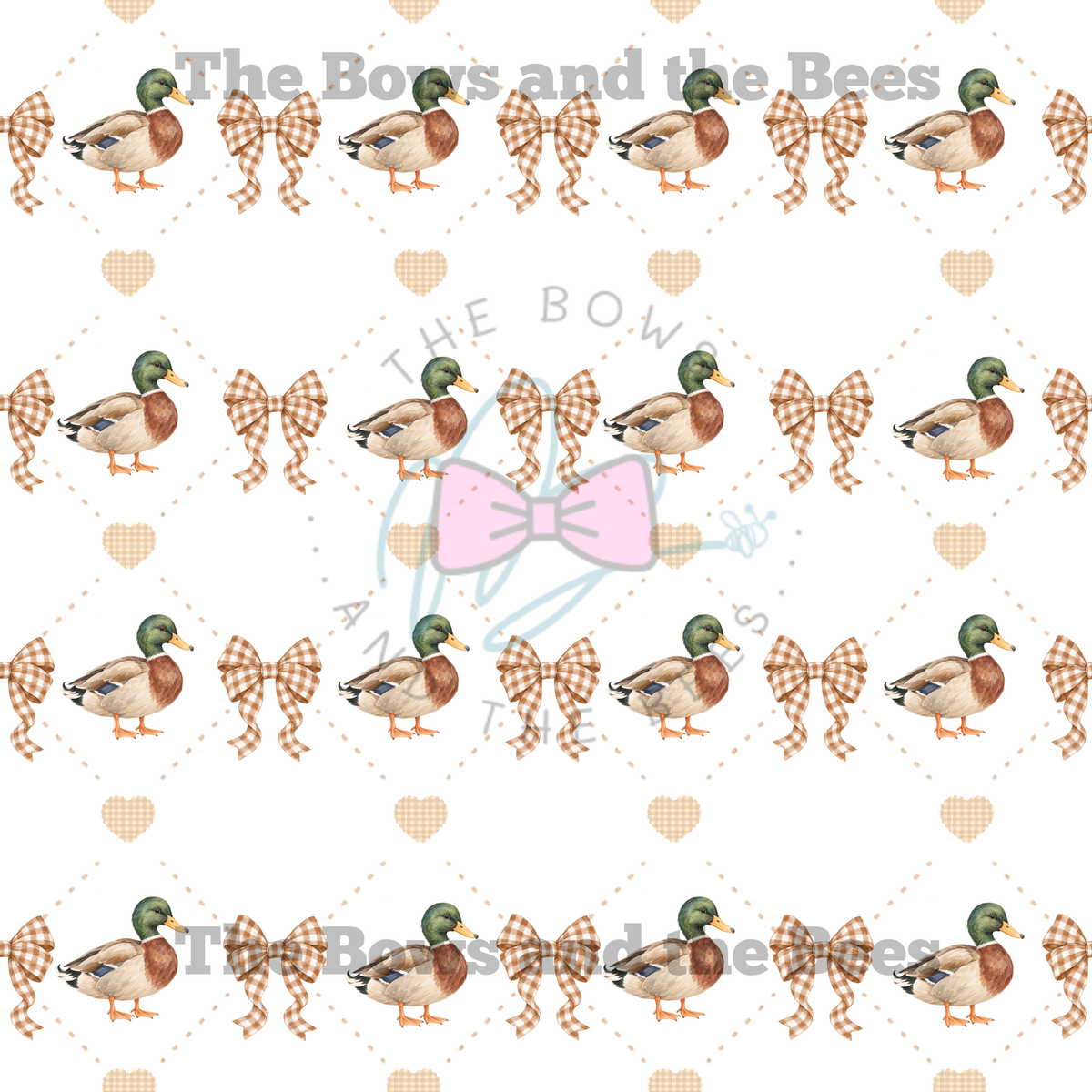 Gingham Country Mallard Ducks | Seamless Pattern