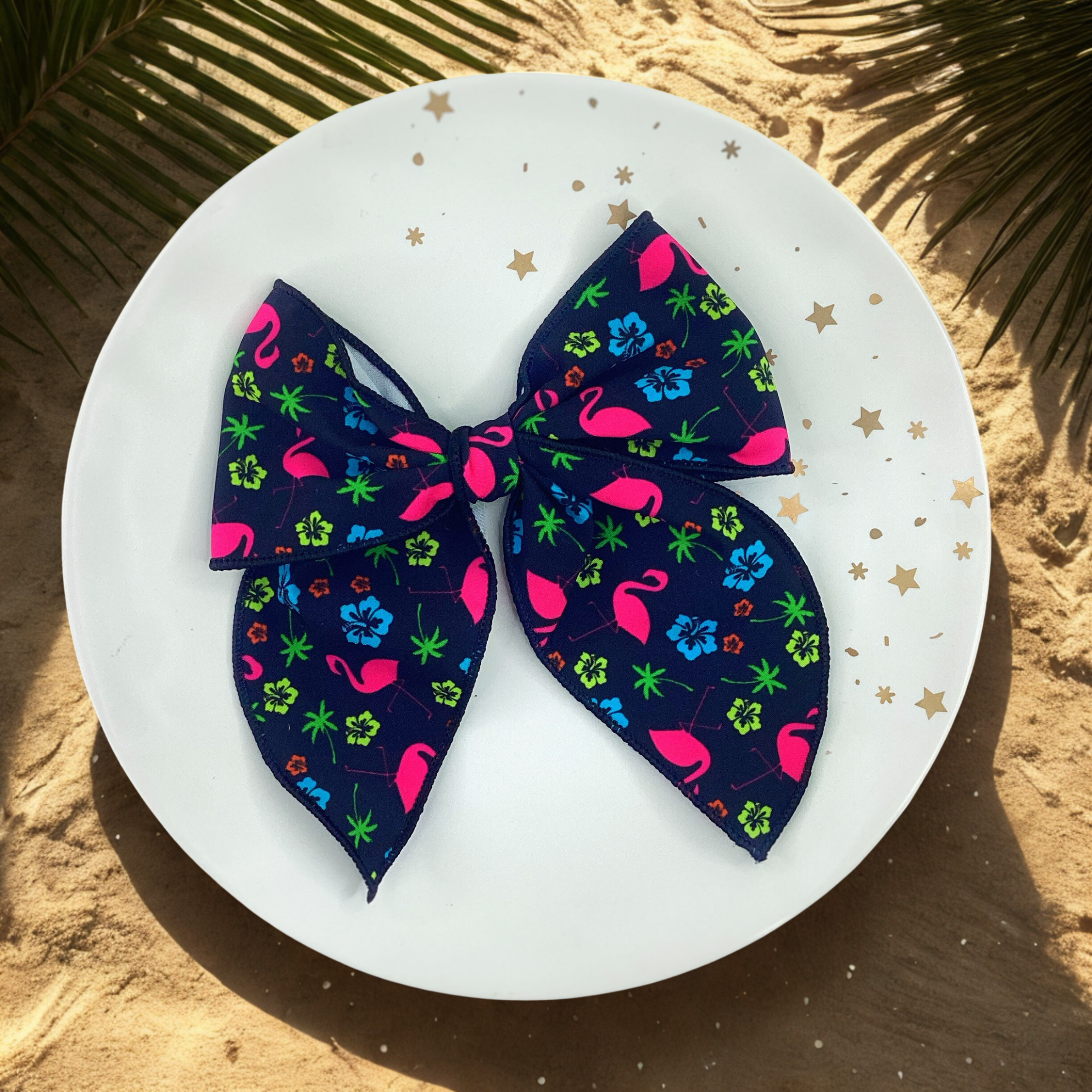 Neon Lights Flamingo Bow Strip and Scrunchie Collection