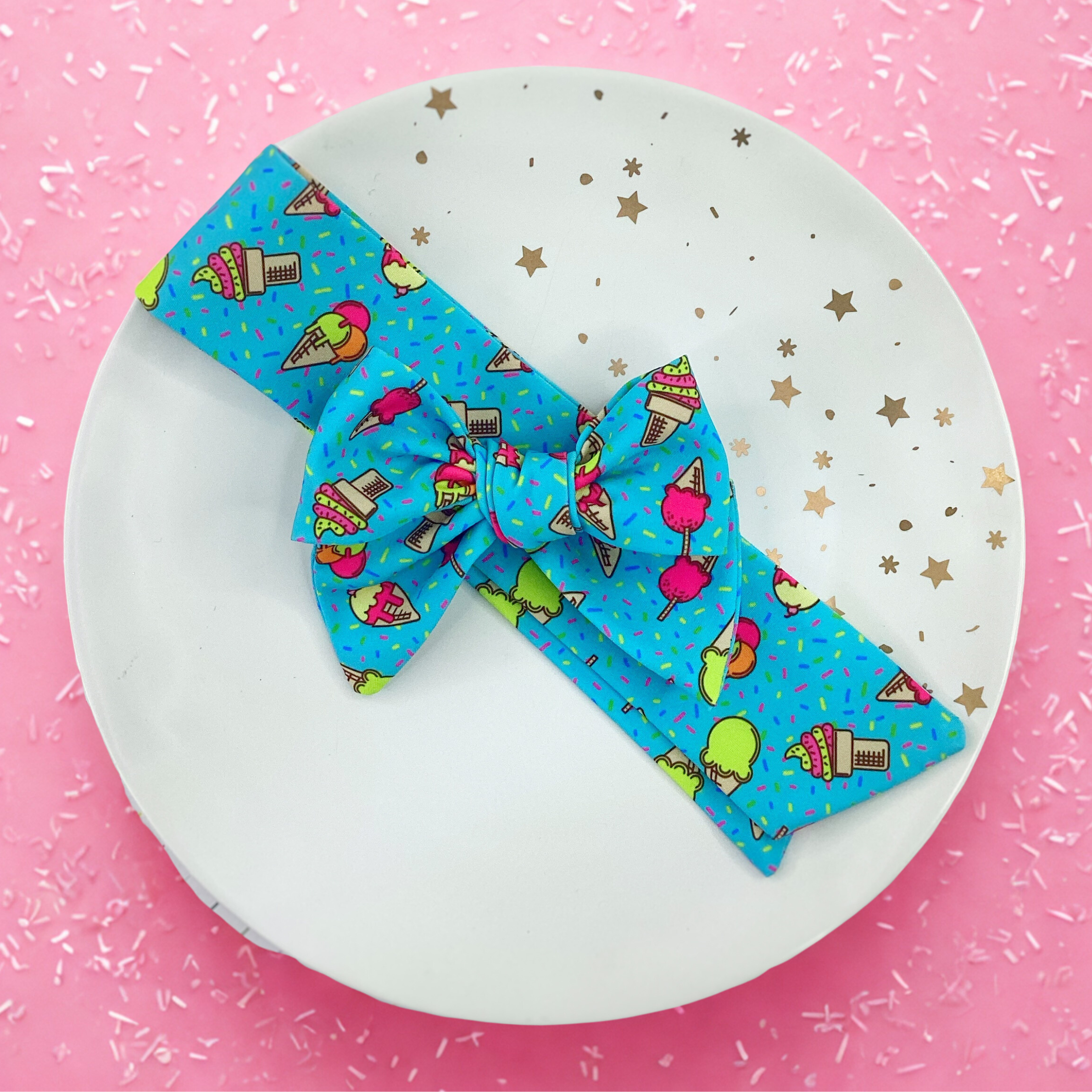 Neon Ice Cream Bow Strip and Scrunchie Collection