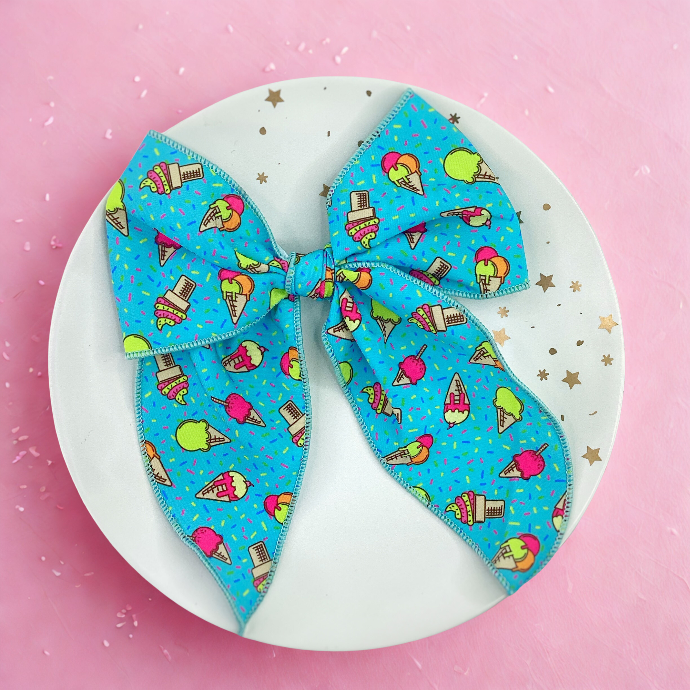 Neon Ice Cream Bow Strip and Scrunchie Collection