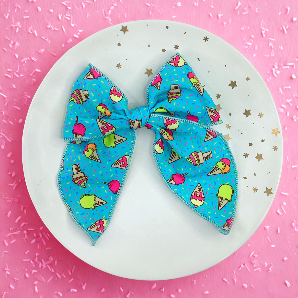 Neon Ice Cream Bow Strip and Scrunchie Collection