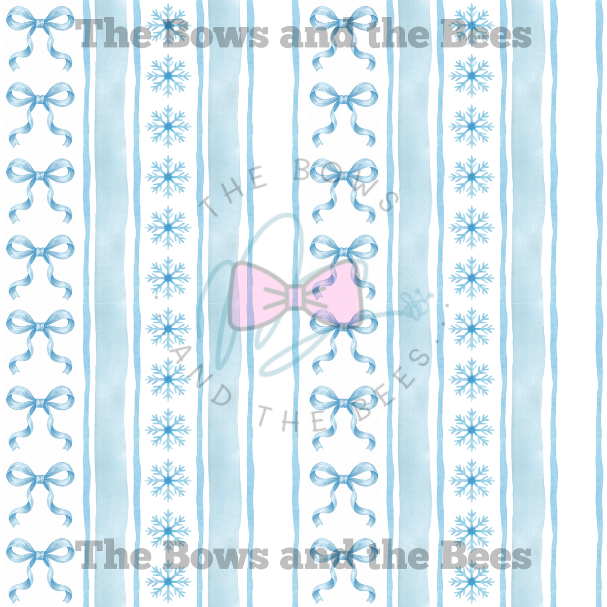 Winter Snowflake Stripes | Coquette Christmas Seamless Pattern