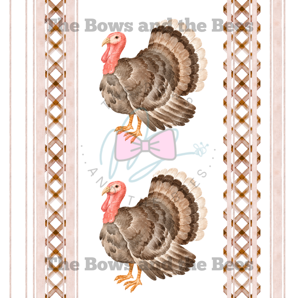 Wicker Lattice Turkey | Striped Thanksgiving Seamless Pattern