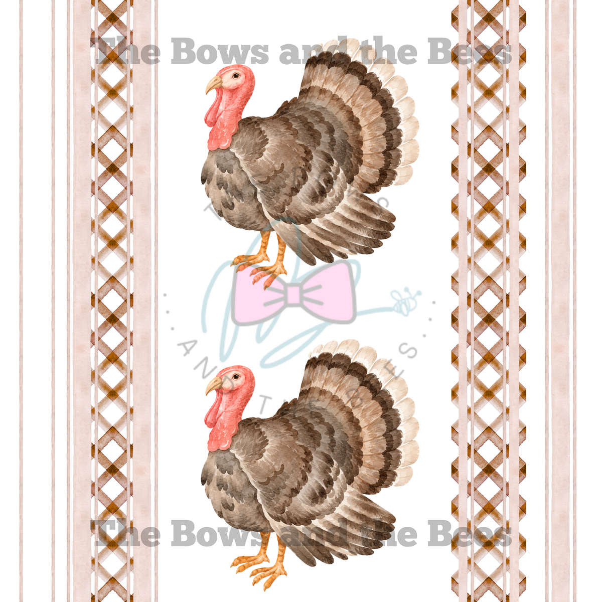 Wicker Lattice Turkey | Striped Thanksgiving Seamless Pattern