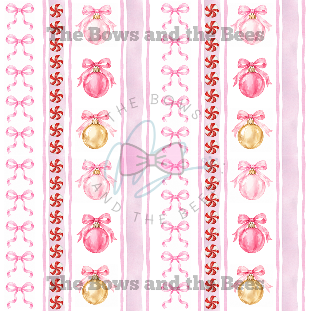 Pink Christmas Ornaments | Christmas Coquette Seamless Pattern