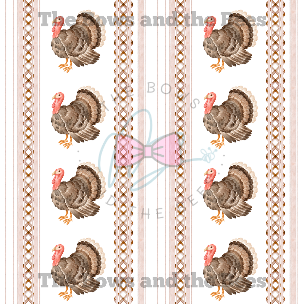 Wicker Lattice Turkey | Striped Thanksgiving Seamless Pattern