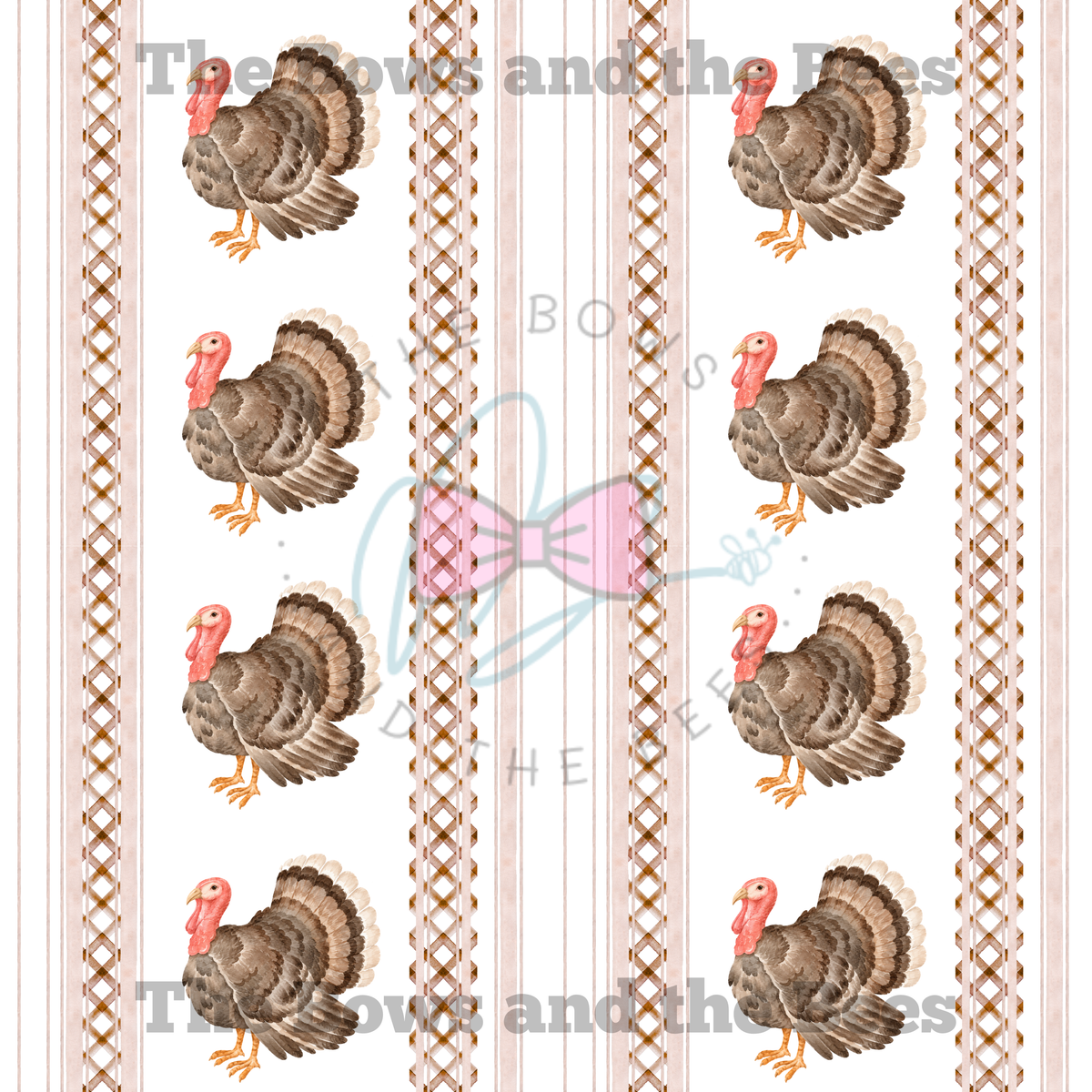 Wicker Lattice Turkey | Striped Thanksgiving Seamless Pattern