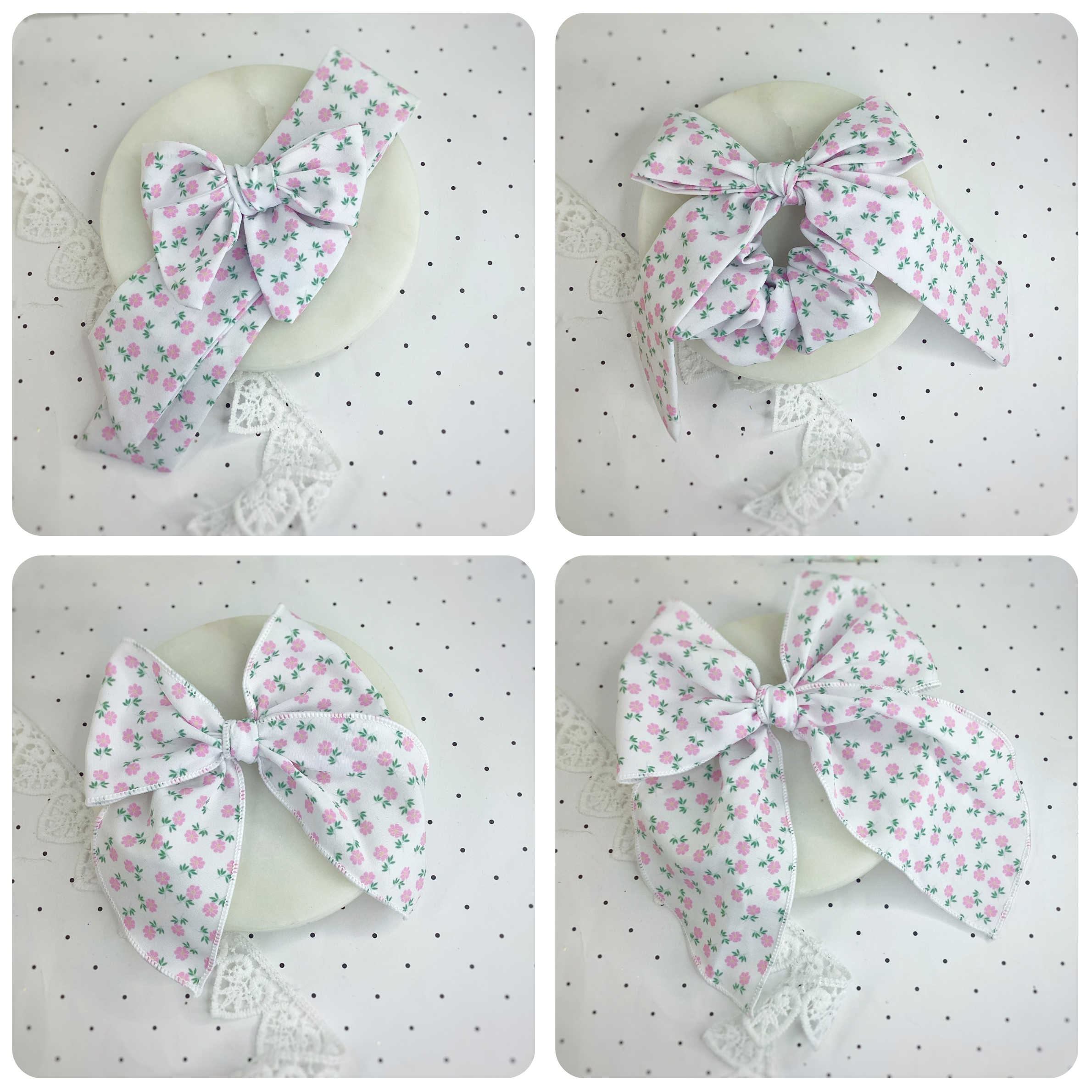 Chinoise Rose Bow Strip and Scrunchie Collection