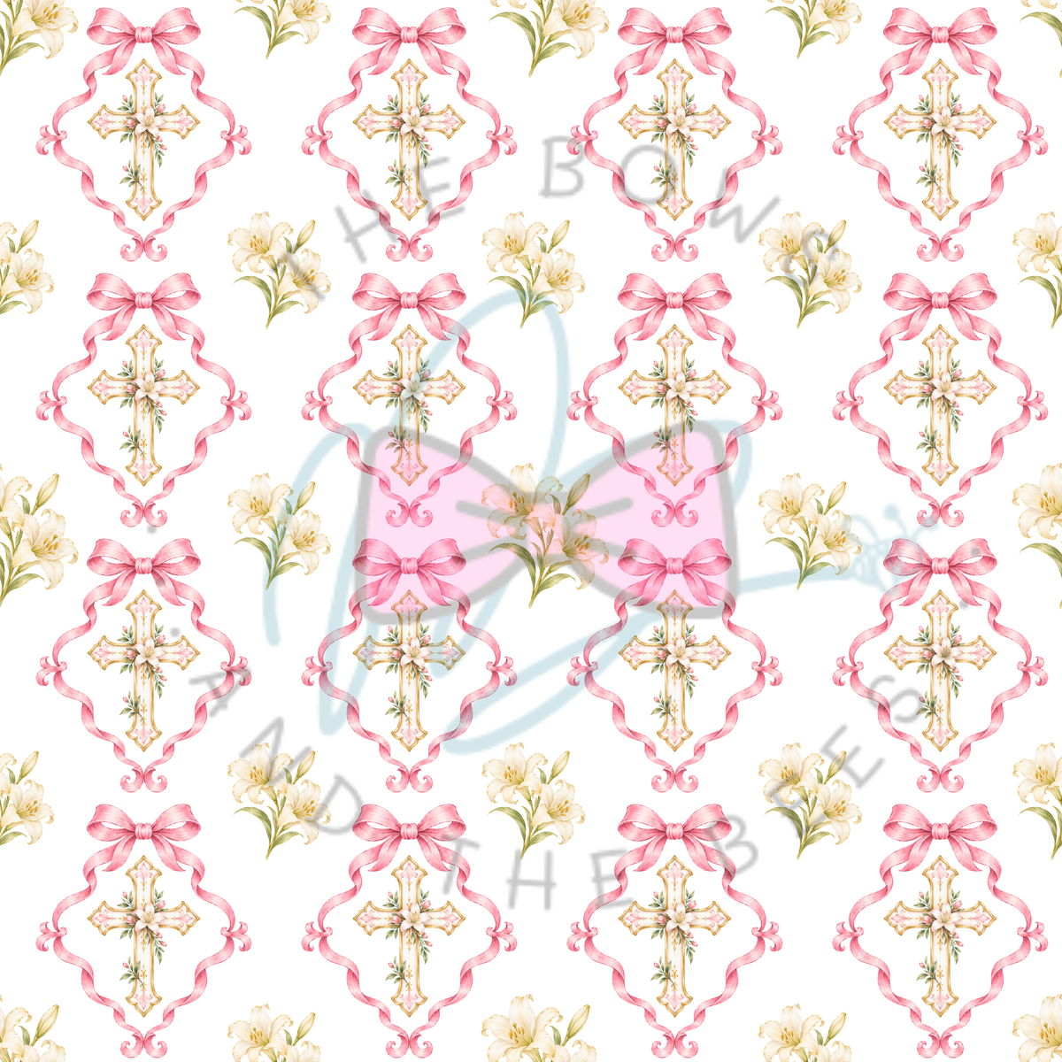 Ornate Pink Crosses | Vintage Watercolor Seamless Pattern