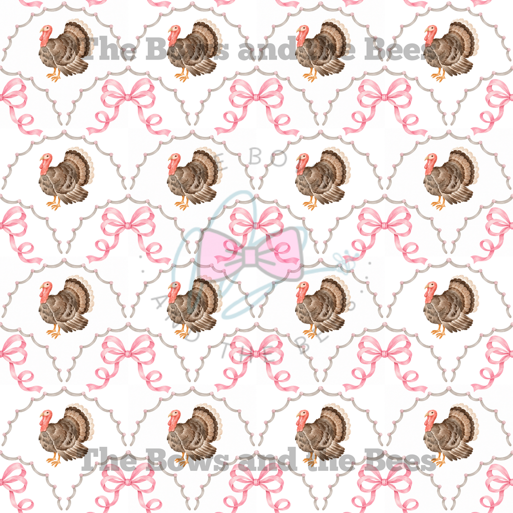 Arched Trellis Coquette Turkey | Thanksgiving Seamless Pattern