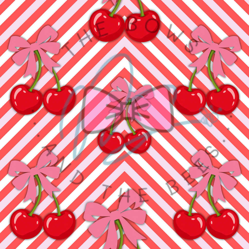 Sweet Cherry Stripes | Fruit Seamless Pattern
