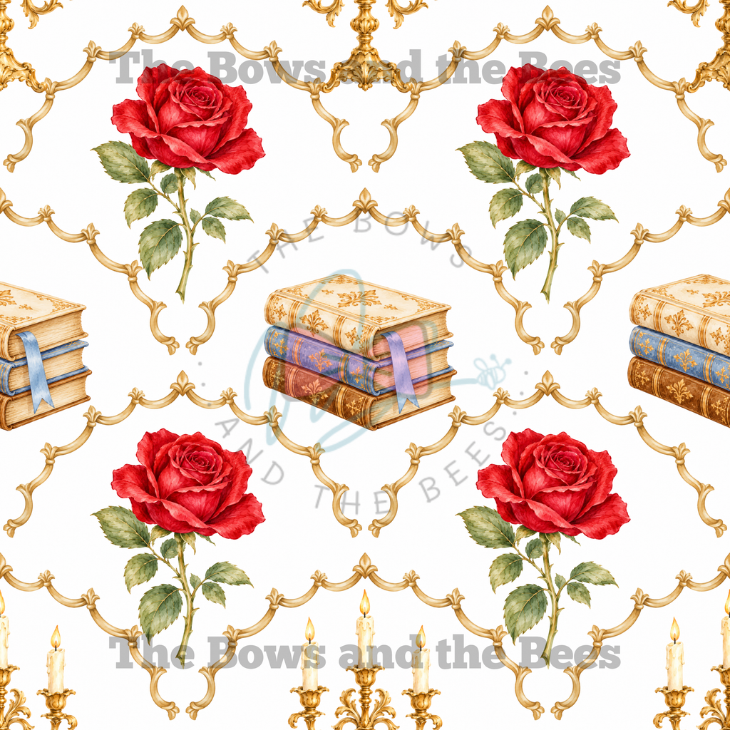 Fairytale Red Rose Princess | Arched Trellis Seamless Pattern