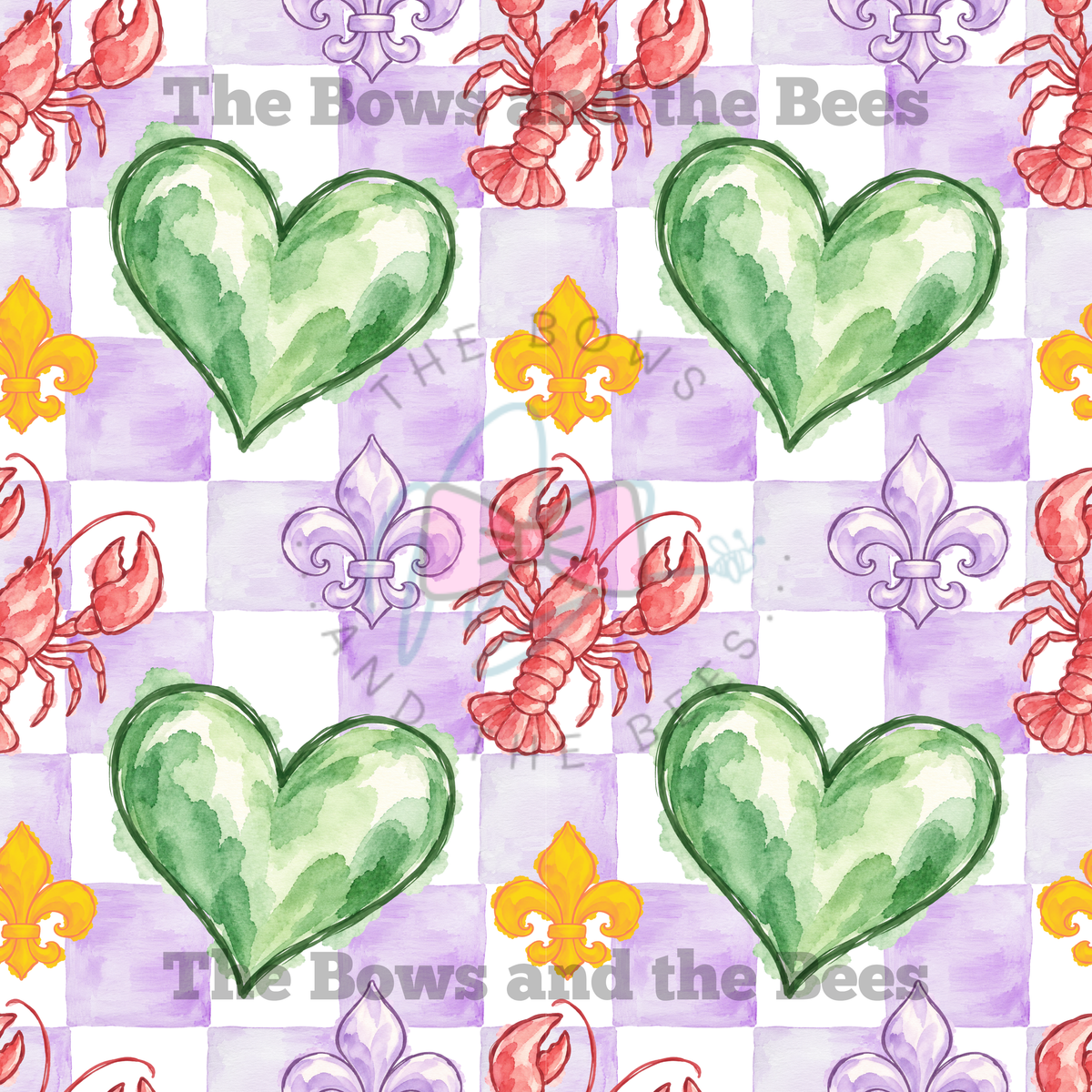Mardi Gras Party Checker | Watercolor Seamless Pattern