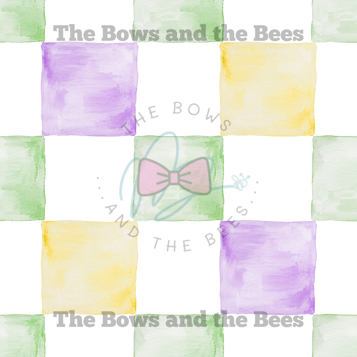Mardi Gras Checker | Watercolor Seamless Pattern