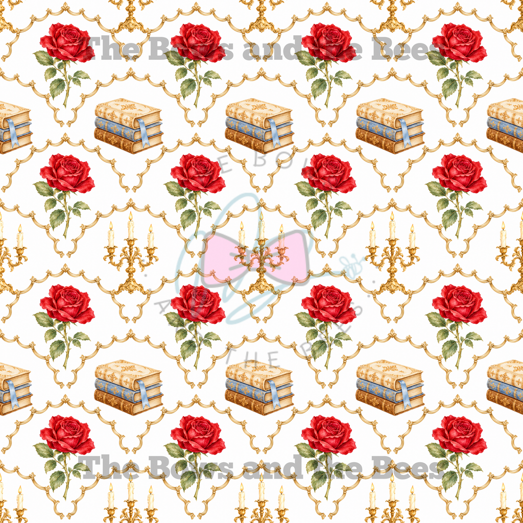 Fairytale Red Rose Princess | Arched Trellis Seamless Pattern