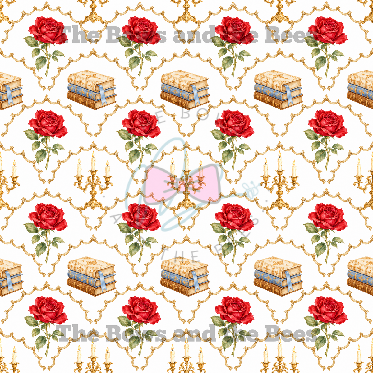 Fairytale Red Rose Princess | Arched Trellis Seamless Pattern