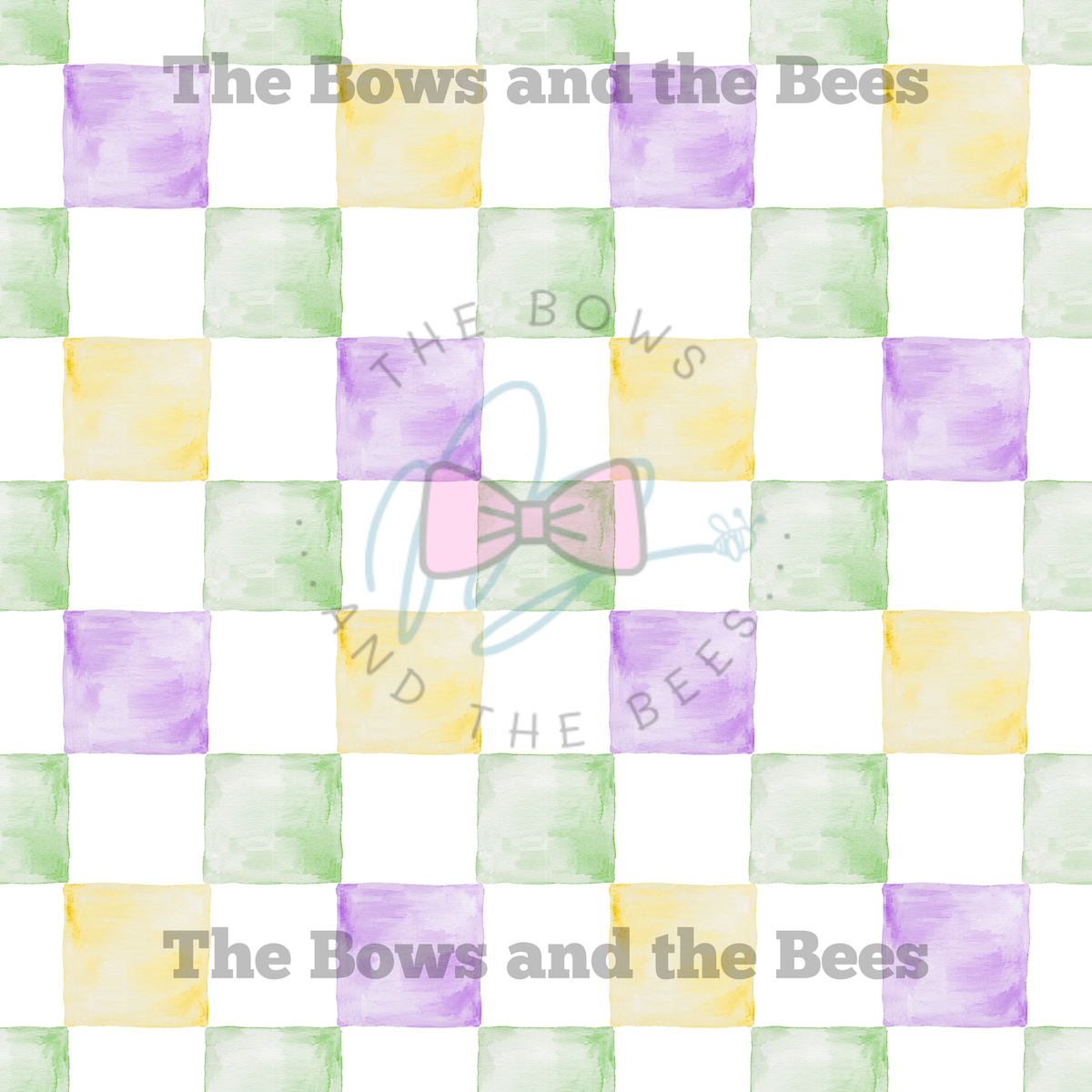Mardi Gras Checker | Watercolor Seamless Pattern
