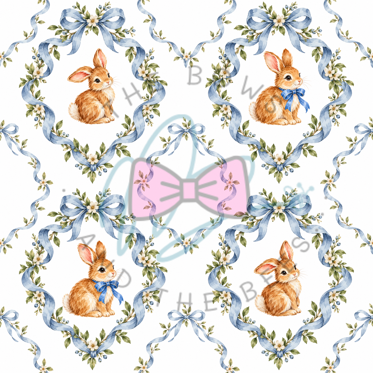 Bunny in Bloom | Vintage Watercolor Seamless Pattern