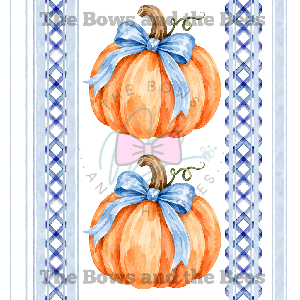 Blue Wicker Lattice Pumpkins | Striped Fall Seamless Pattern