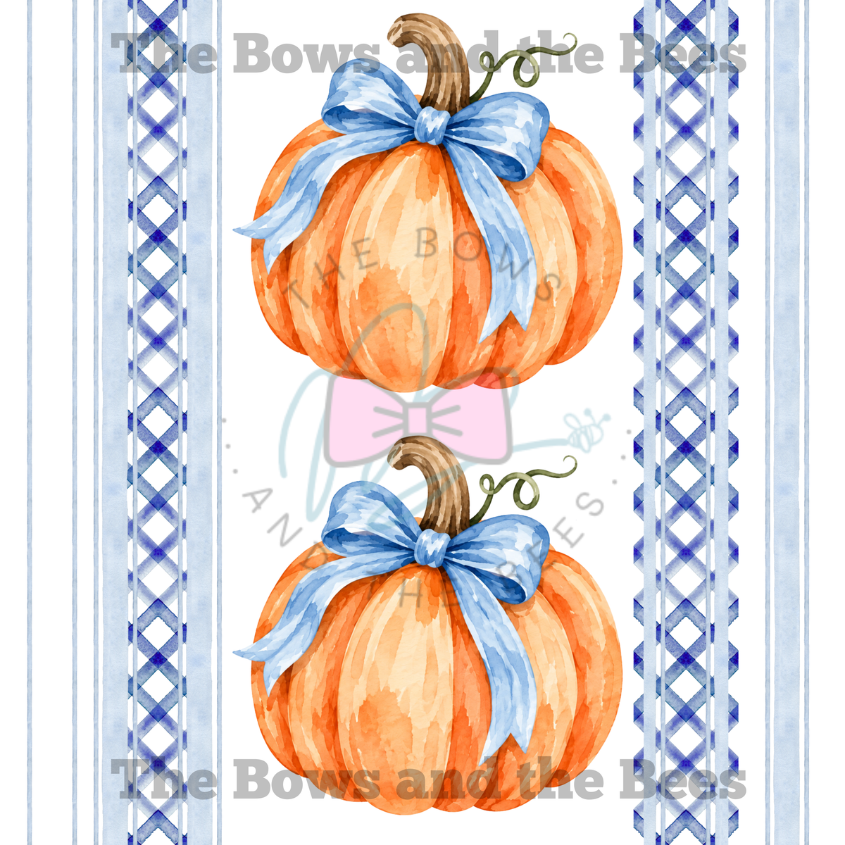 Blue Wicker Lattice Pumpkins | Striped Fall Seamless Pattern