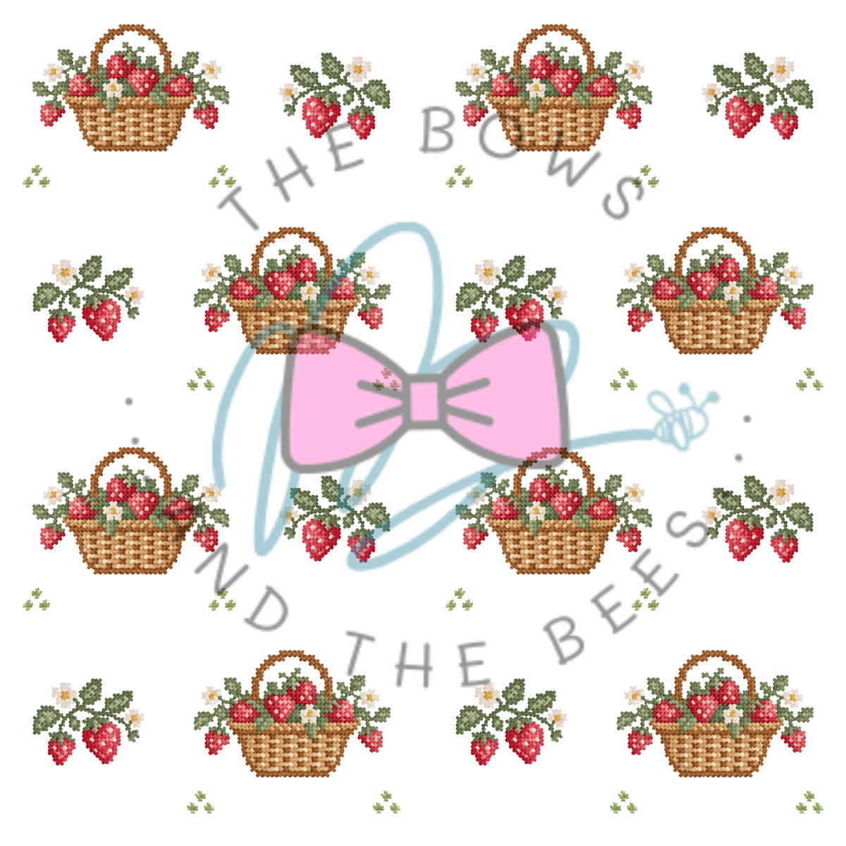 Strawberry Summer Sampler | Cross-stitch Seamless Pattern