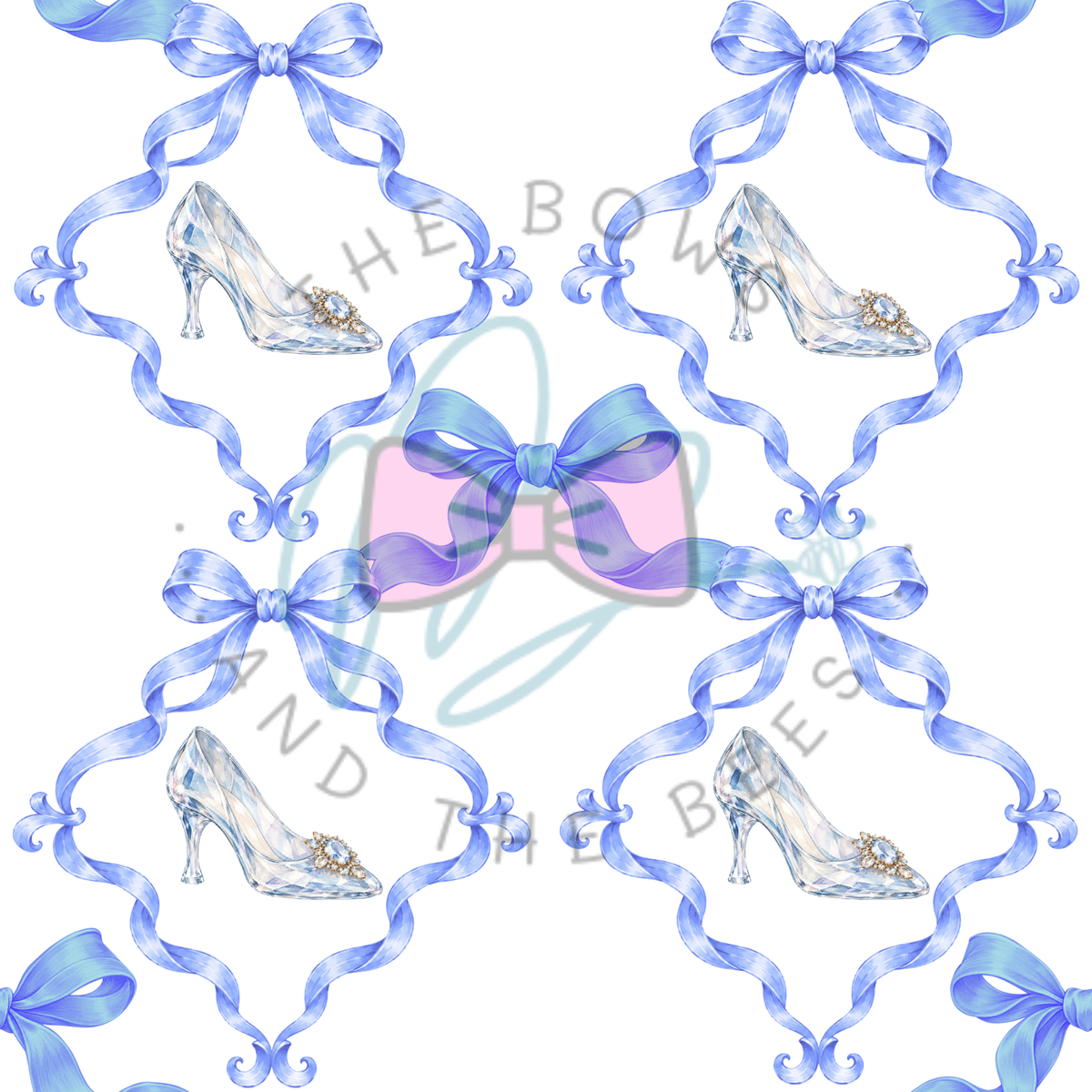 Storybook Fairytale Glass Slipper Princess | Vintage Watercolor Seamless Pattern