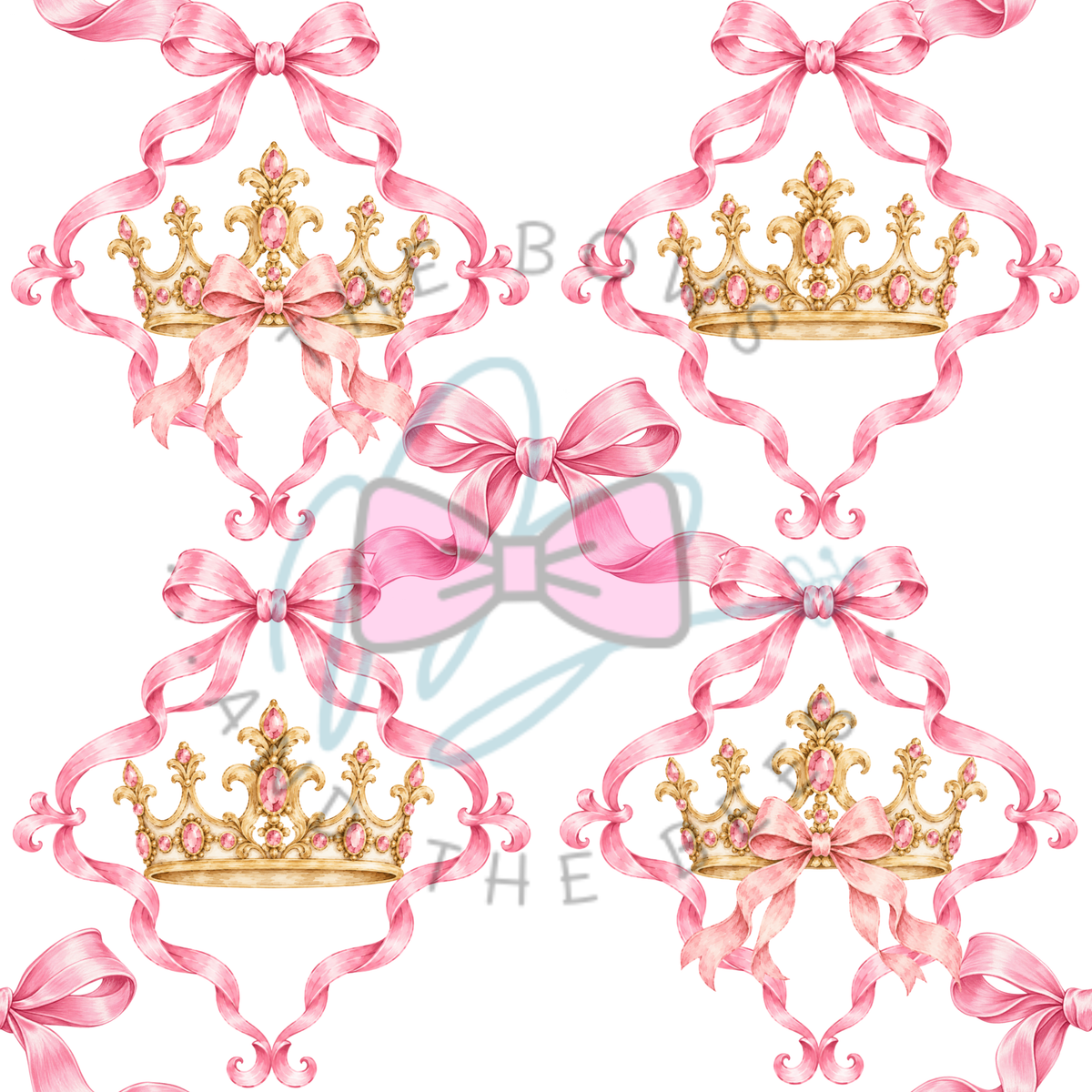Storybook Fairytale Pink Princess Crown | Vintage Watercolor Seamless Pattern