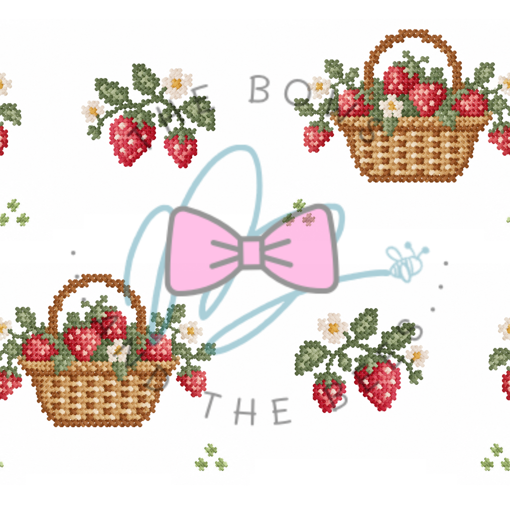 Strawberry Summer Sampler | Cross-stitch Seamless Pattern