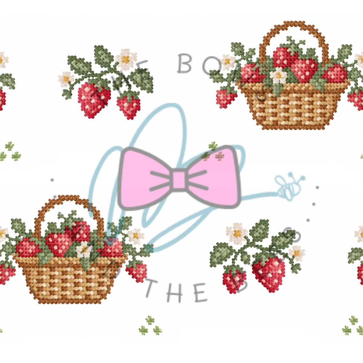 Strawberry Summer Sampler | Cross-stitch Seamless Pattern