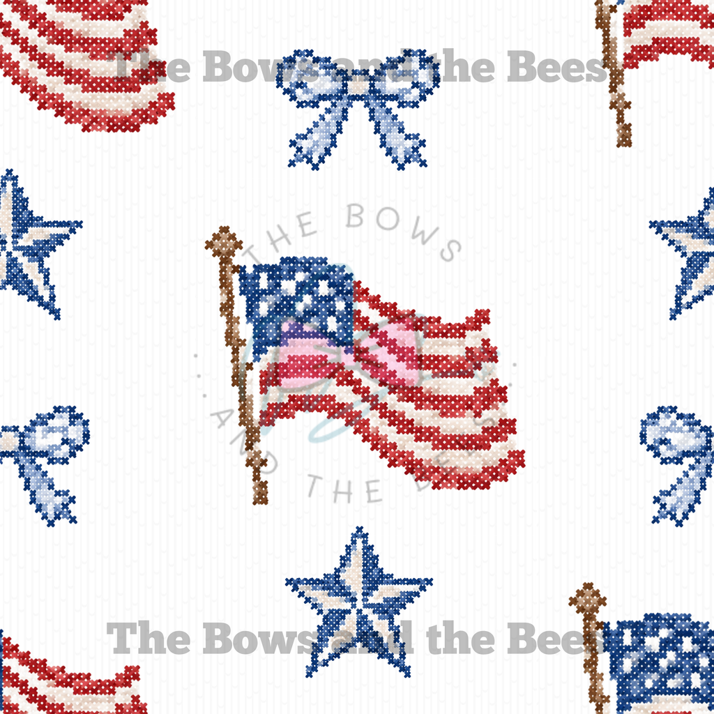 Americana Sampler | Cross-stitch Seamless Pattern