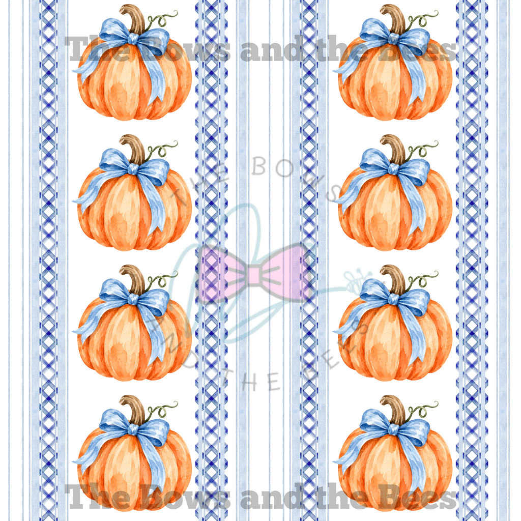 Blue Wicker Lattice Pumpkins | Striped Fall Seamless Pattern
