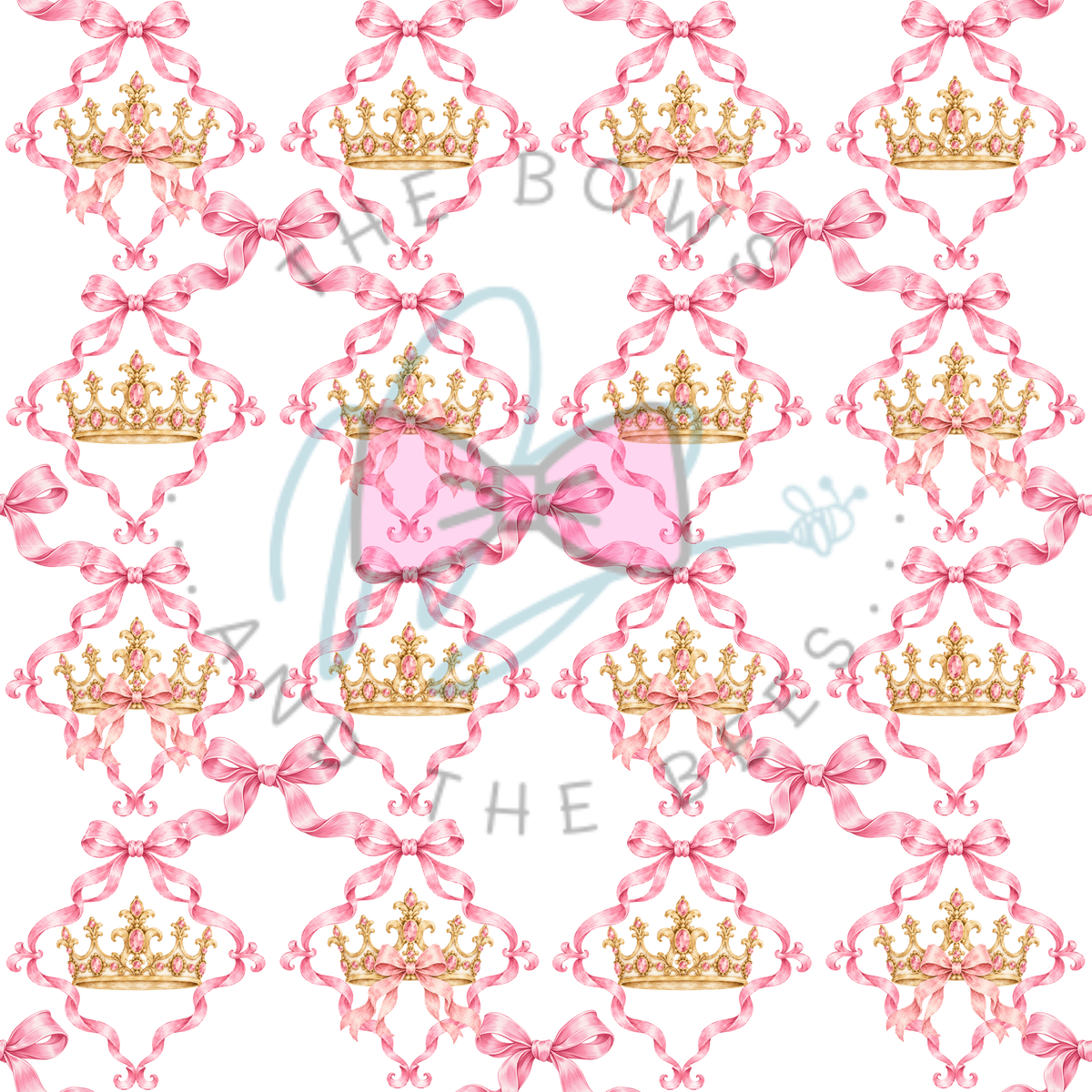 Storybook Fairytale Pink Princess Crown | Vintage Watercolor Seamless Pattern
