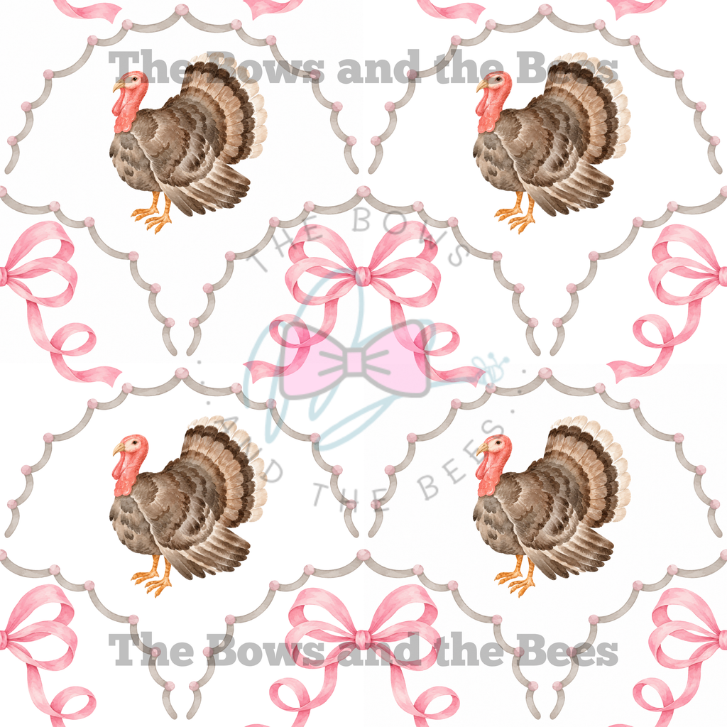 Arched Trellis Coquette Turkey | Thanksgiving Seamless Pattern