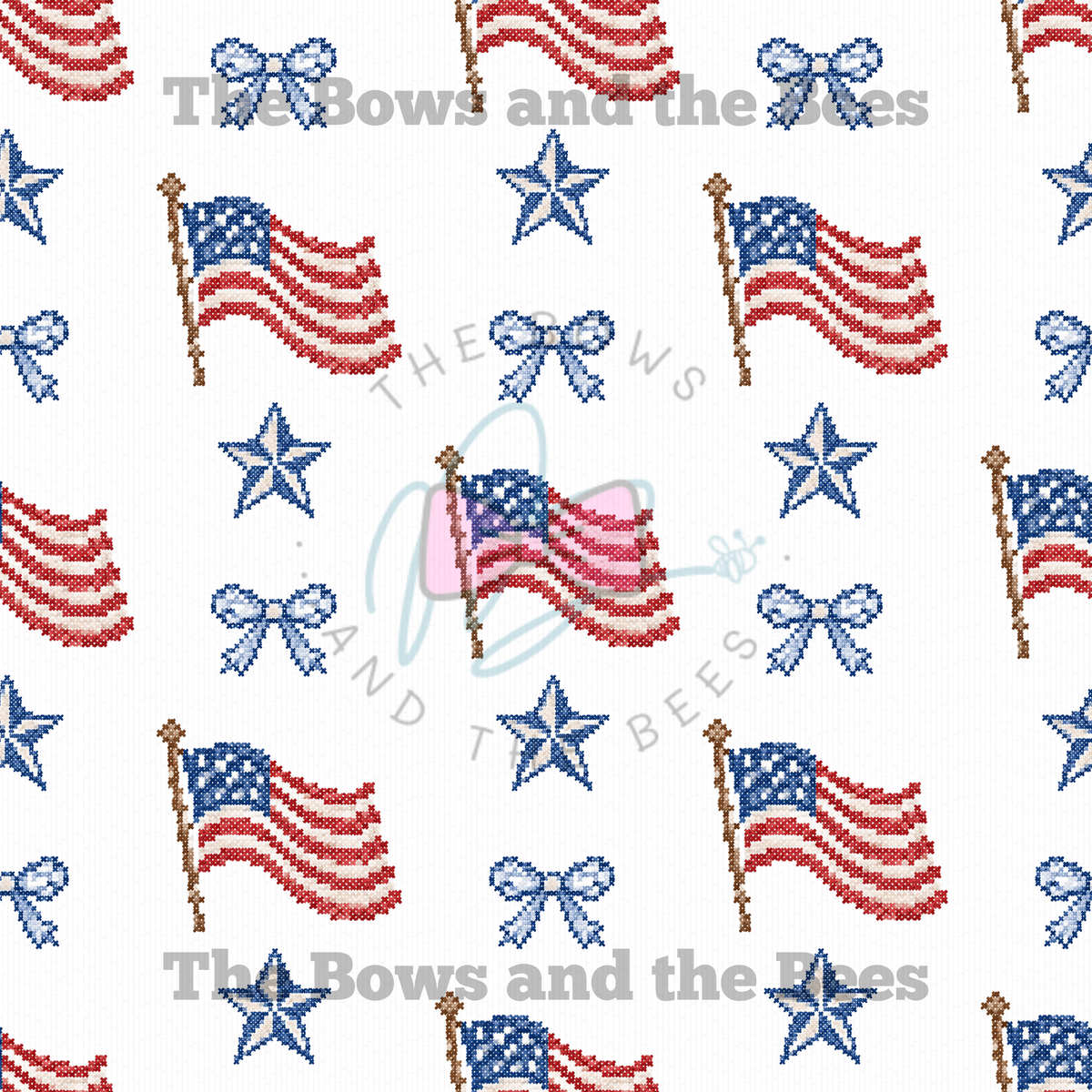 Americana Sampler | Cross-stitch Seamless Pattern