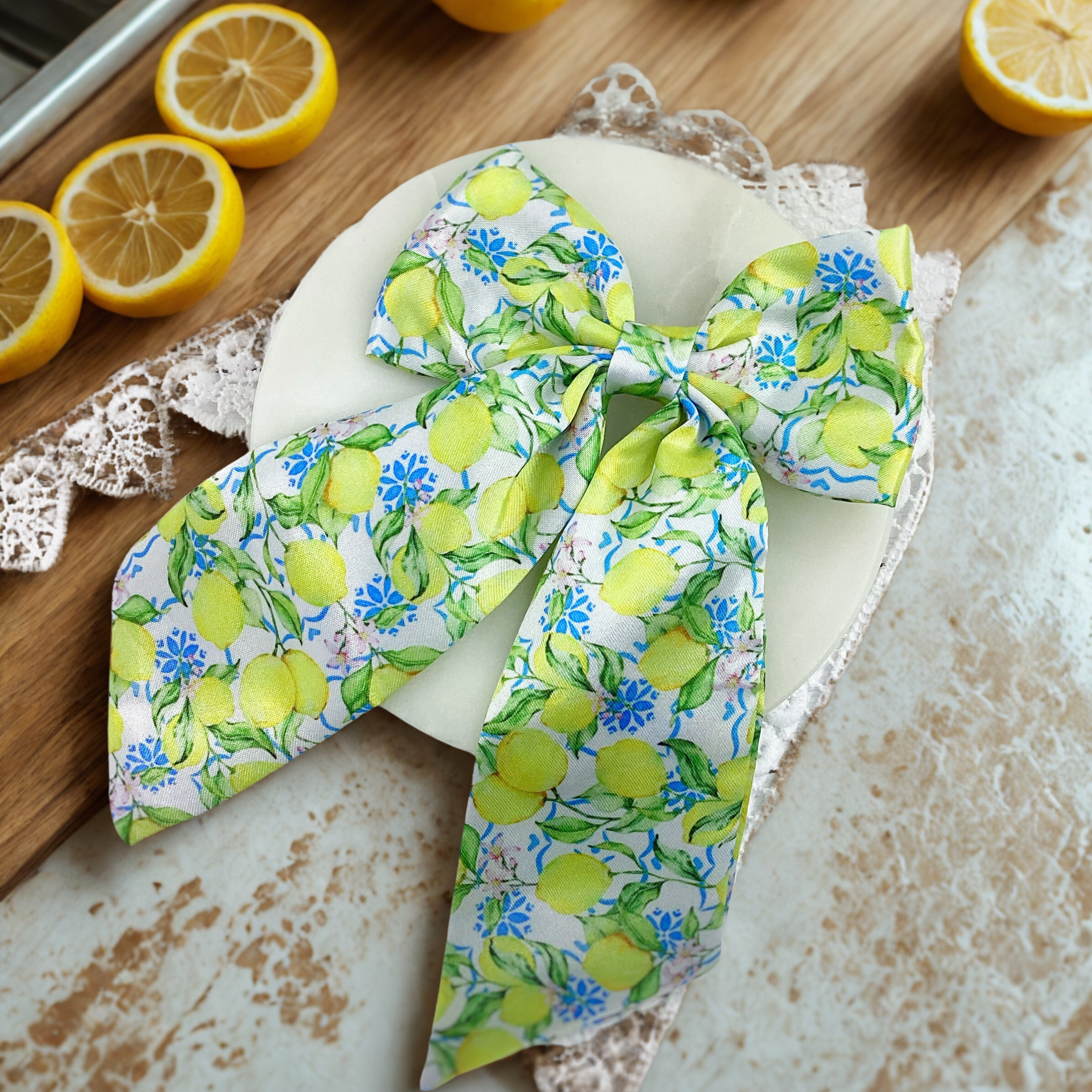 Tuscan Lemons Coquette Bow, Headband and Scrunchie Collection