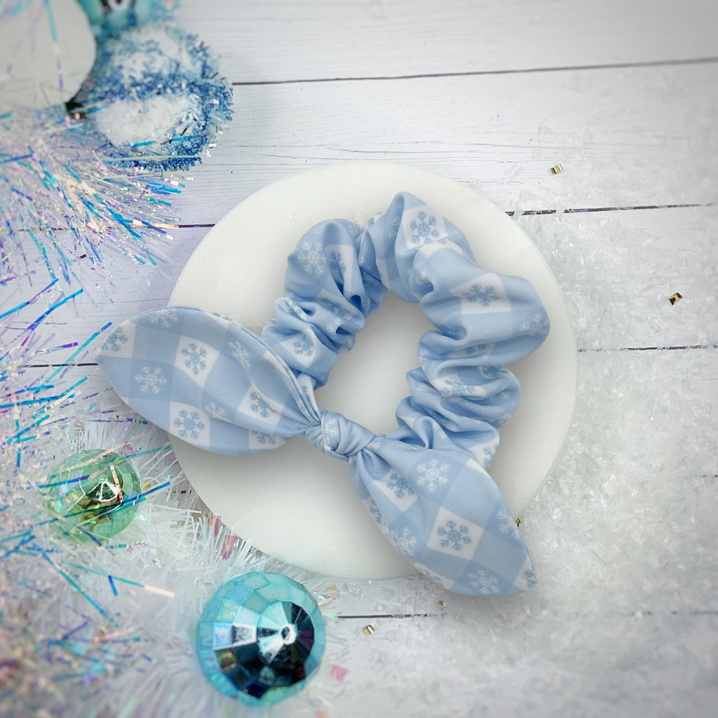 Snowflake Checker Bow Strip, Headband and Scrunchie Collection