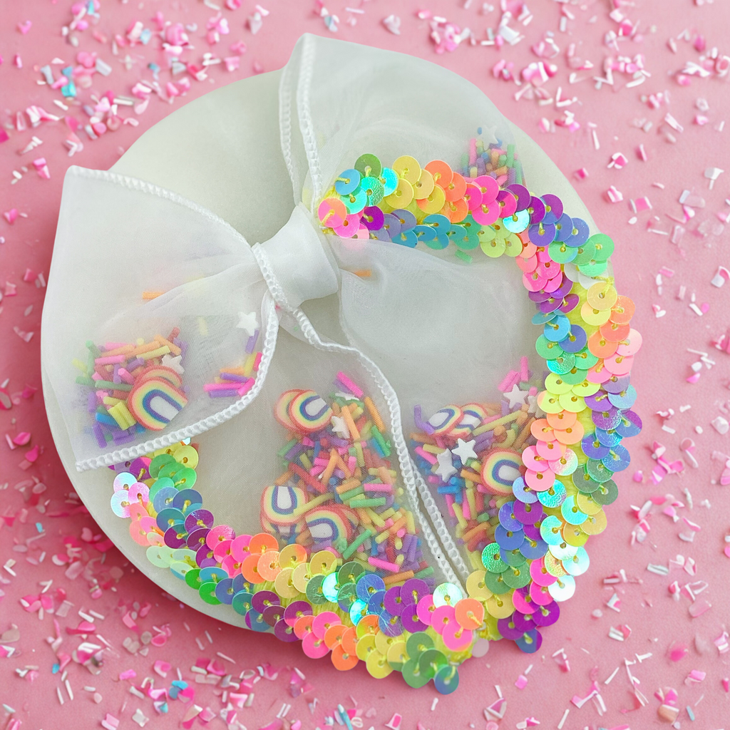 Neon Rainbow Sequin Shaker Bows