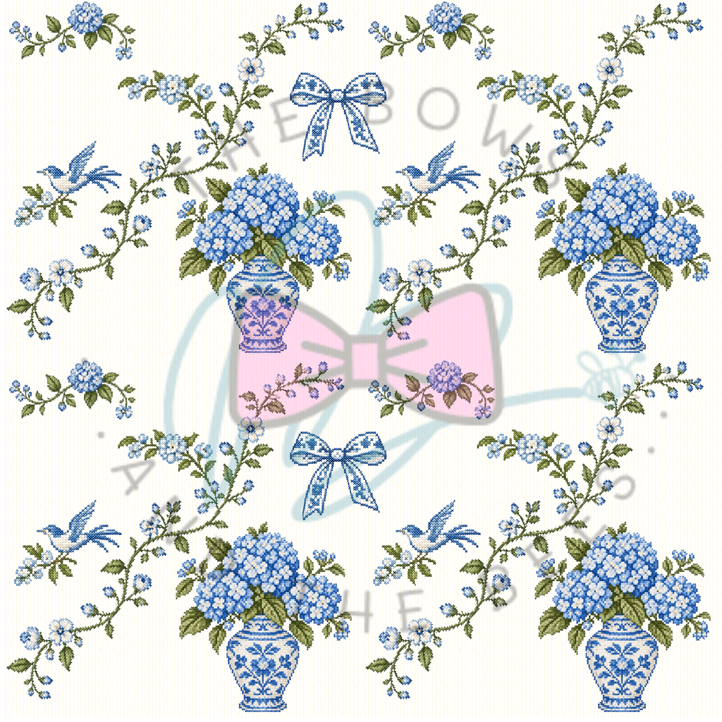 Chinoiserie Sampler | Cross-stitch Seamless Pattern