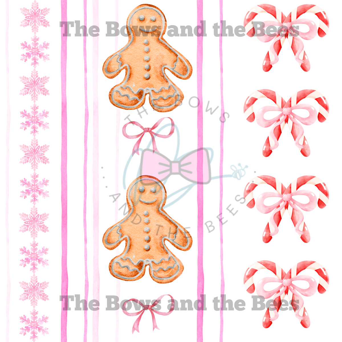 Pink Peppermint Gingerbread | Christmas Coquette Seamless Pattern