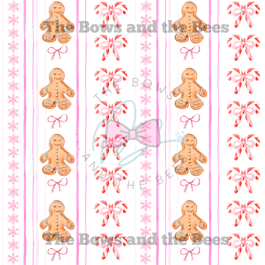 Pink Peppermint Gingerbread | Christmas Coquette Seamless Pattern